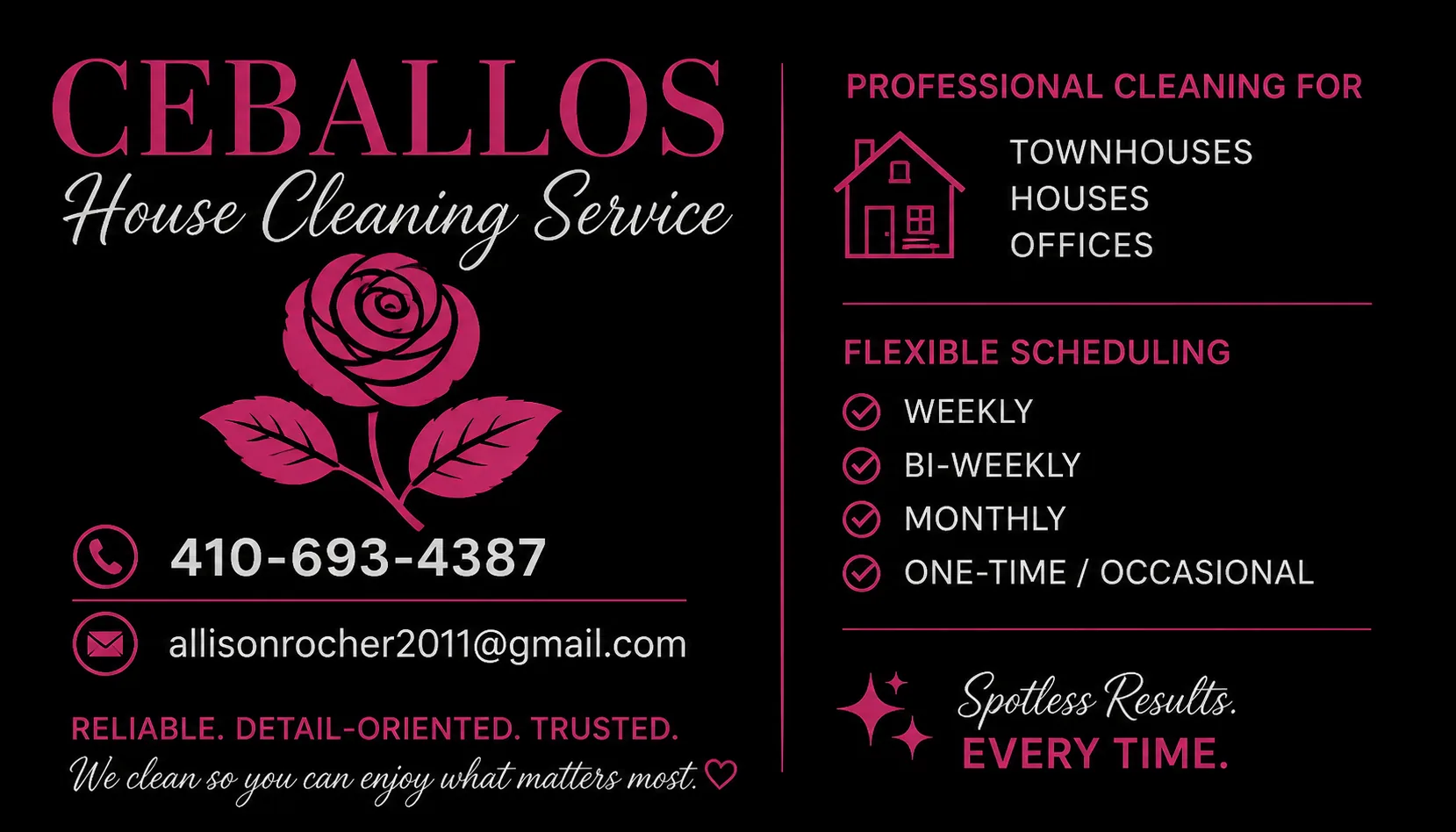 Ceballos Cleaning business card